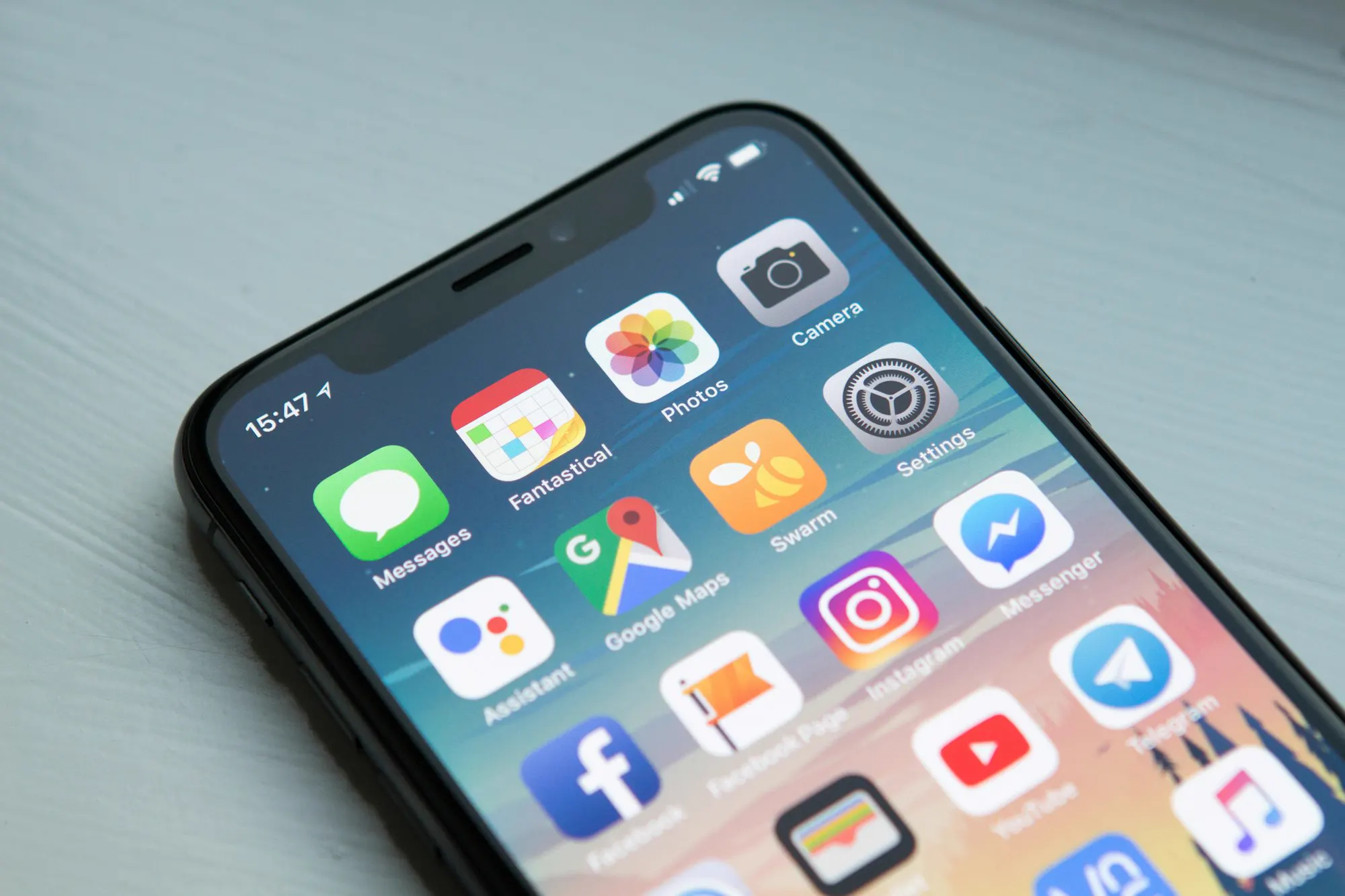 Mobile phone with apps on the screen